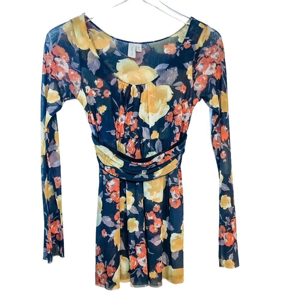 Daisy & Clover Long Sleeve Empire Waist Floral Romantic Top Size M